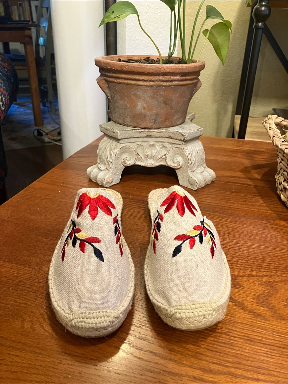 Soludos The Smoking Mule Espadrille with Red, Yellow & Black Embroidery
